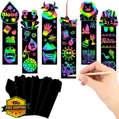 JUNEBRUSHS Passover Scratch Bookmarks 30Pcs