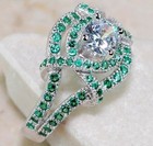 2CT Heat Treated Green Tourmaline 925 Solid Sterling Silver Ring Sz 6 &5-8 — photo 2