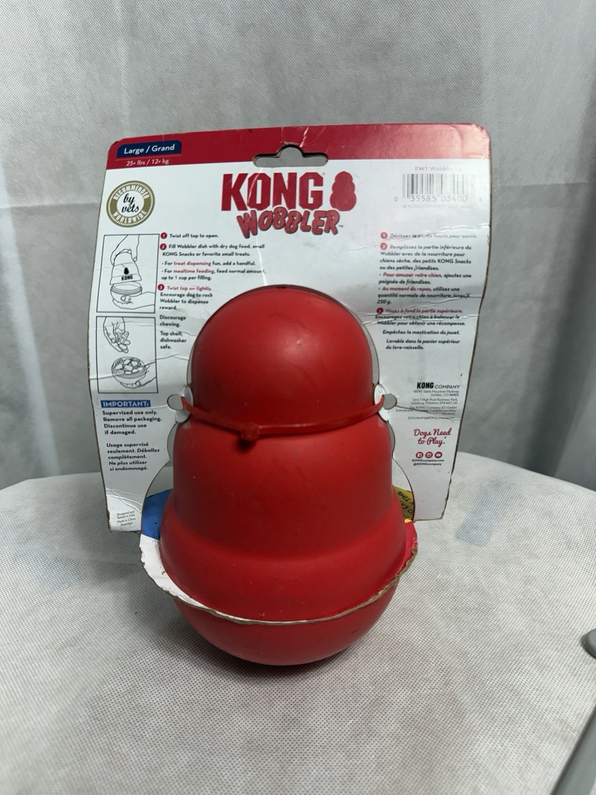 Kong Wobbler treat Dispenser Red Large 25+lbs New 