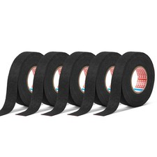 HSTECH 5 Rolls Wire Loom Harness Cloth Tape, Width: 15mm, Length: 15m, Black