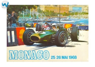 Monaco Grand Prix Poster 1968 Formula 1 Racing Wall Art 12X16/16X20/18X24/24X36