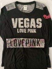 Victoria  s Secret LOVE PINK BLING Vegas Shirt Yoga Leggings L NWT