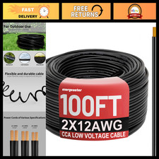 100FT 12 Gauge Low Voltage Landscape Wire - Durable Black Outdoor Electrical Cab