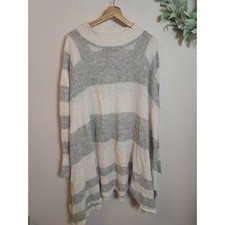 Free People Lafayette Stripe Mock Poncho Alpaca Wool Oversized S