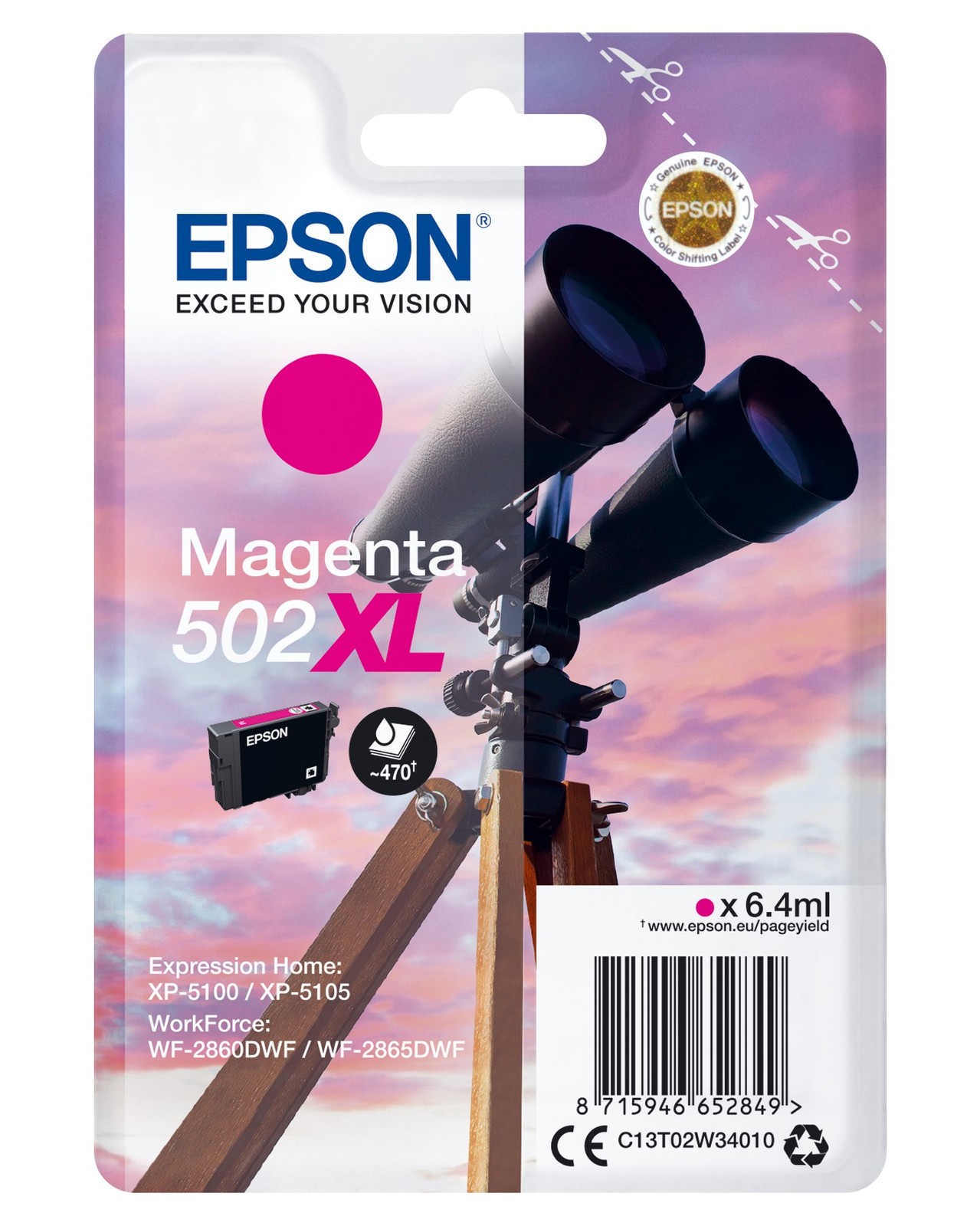 Epson Nero Cartucce, Inchiostro/502Xl Binoculare Mg Sec (M) - Immagine 2