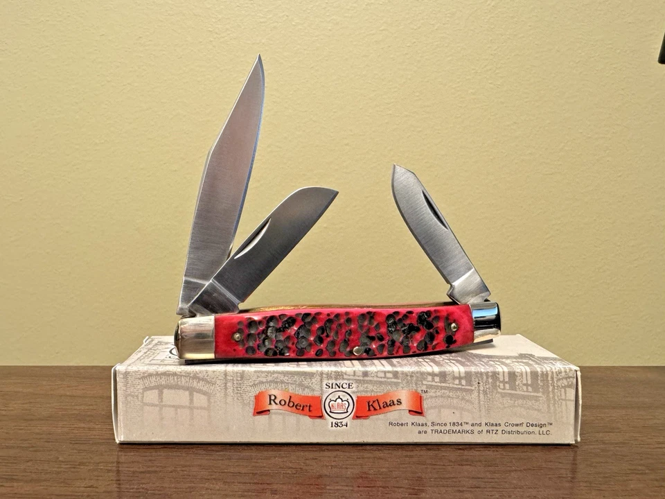 Robert Klass 大号 3 刀片 Stockman 口袋刀型号 KC6325RD - 全新带盒 — 第 2/4 张图片