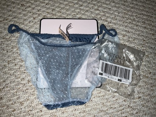 VICTORIA SECRET Stretch satin Cheeky Panty XL Animal Print Blue Last One - Picture 2 of 3
