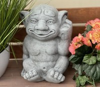Frostfeste Steinfigur Troll Ohrbohrer 28 Cm Gartenfigur Steinguss