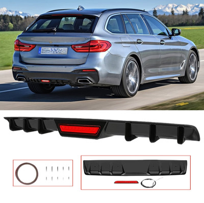 Schwarz glänzend Diffusor Heckdiffusor mit Licht für 5er G30 G31 mit M-Paket