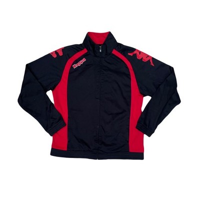 Kappa Trainingsjacke rot schwarz Logo Reißverschluss Sportswear Herren Large