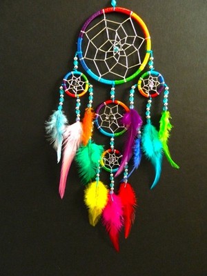 Traumfänger Regenbogen Dreamcatcher 9x35cm Mädchen Jungen Kinderzimmer Dreamcatcher