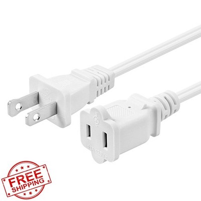 VSEER 25FT White 2 Prong Extension Cord SPT2