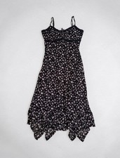 Planet Heart Black Floral Lace Trim Cottagecore Slip Midi Dress Size XL