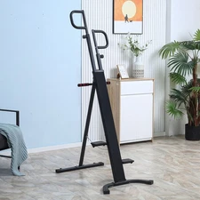 Folding Vertical Climber Height Adjustable with LCD Monitor and Wheels