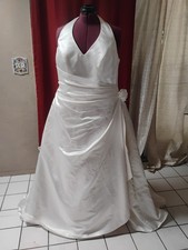 $987 David's Bridal 9E8787 Ivory Champagne Halter Ruched Wedding Dress Sz 22W