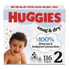 Huggies 56433 Snug and Dry 12 lbs. to 18 lbs. Diapers - Size 2 116/Carton New