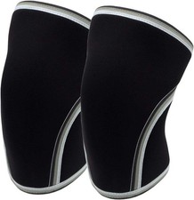 7mm Knee Sleeves 1 Pair, Heavy Duty Braces for Weight Lifting  Gym, Large Black