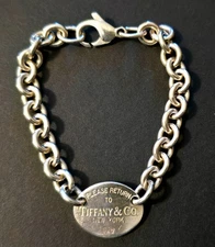 Tiffany & Co. Sterling Silver Please Return To New York Oval Tag Bracelet – Auth