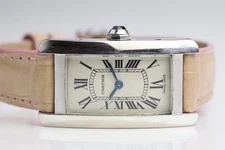 Cartier Tank Americaine Ladies 18k Gold Watch, Ivory Dial, 2489