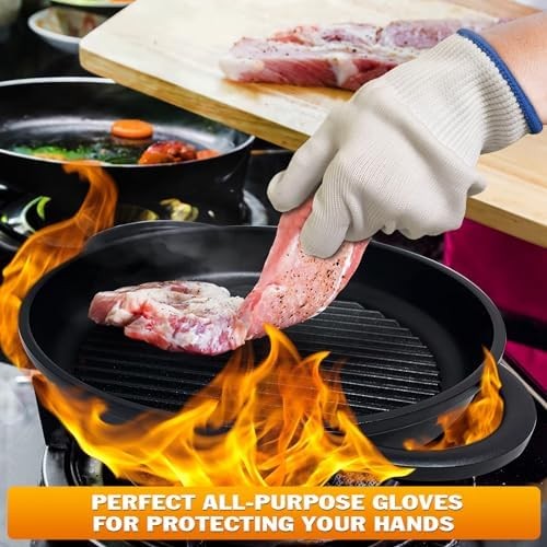 KETAR 2 Pairs Heat Resistant Gloves for Grilling - 9.5 Inch Durable Aramid BBQ
