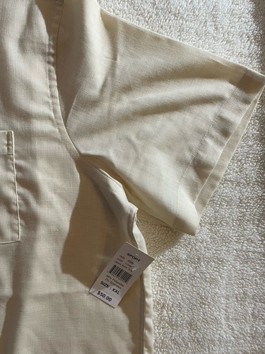 NWT Moda Campia Moda Mens Button Up Shirt Cream Short Sleeve Collared Size XXL - Picture 6 of 24