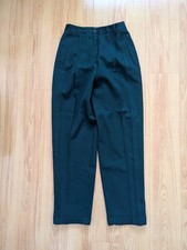 Liz Claiborne Dark Green 100 Wool High Rise Waist Cuffed Leg Dress Pants PS