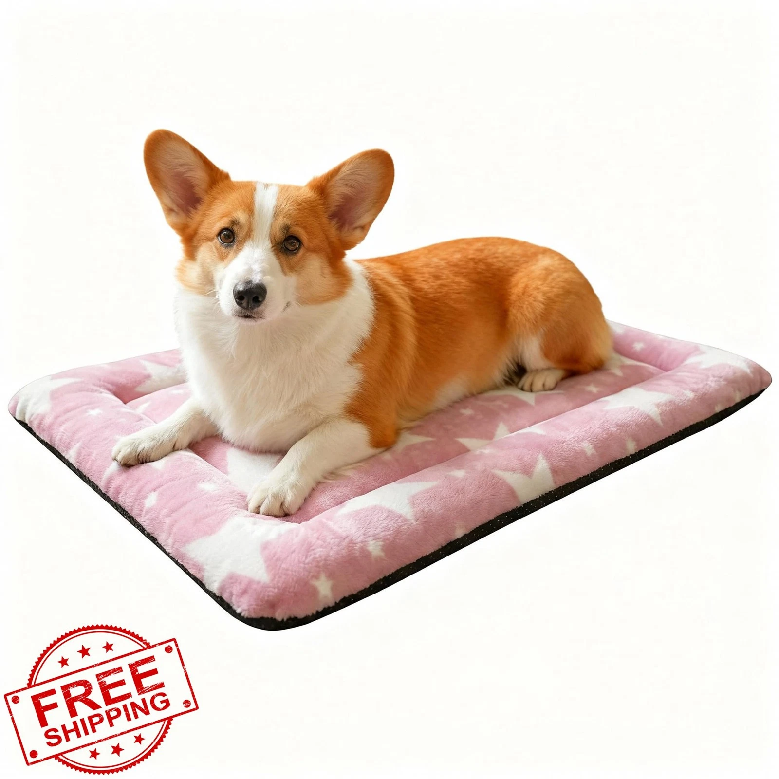 Rofkiss Washable Dog Bed Pink-Star S 24"x18"
