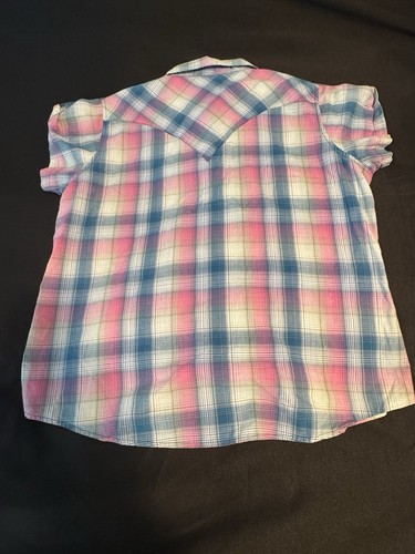 Wrangler Rancher Women’s Pearl Snap Plaid Shirt XXL Western Short Sleeve - Picture 2 of 3