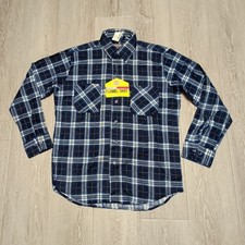 New Vintage Dickies Woodsman Flannel Shirt Mens M Blue Plaid Cotton Long Sleeve