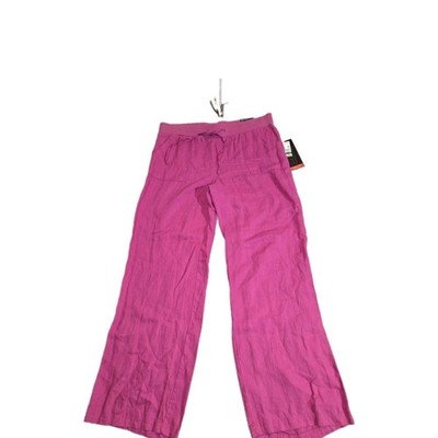 Style & Co Fuchsia Linen Pull On Straight Wide Leg Pant NWT  Women's L Beach 