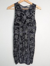 Free People Dress Womens S Black Short Sheath Velvet Floral Lined Strap