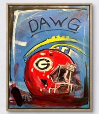 Maria Art GA BULL DAWG FOOTBALL 8x10 CANVAS Abstract Pop Impression Wall Decor