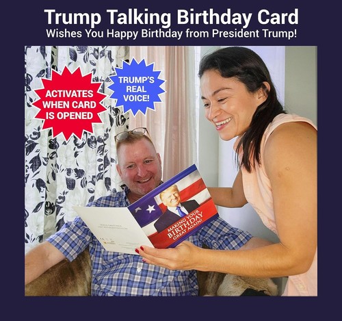 OUR FRIENDLY FOREST Biglietto Compleanno Trump Parlante con Autentica Confezione da 1, Rosso - Foto 2 di 5