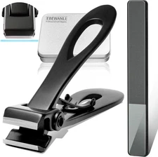 Straight Nail Clipper, 17mm Wide Jaw Opening Extra Large Toenail Black 