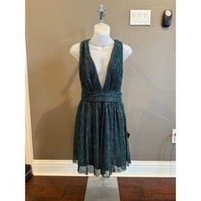 NWT Lulu’s Ailey gold and teal skater dress