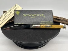 Vintage Winchester Blue Grass Toothpick Fishtail Waterfall Celluloid Knife