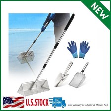 Sand Flea Rake, Long Handle Sand Sifter for the Beach, Stainless Steel Shark Too