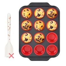 Silicone Muffin Pans for Baking with Metal Reinforced Frame Nonstick Cupcake
