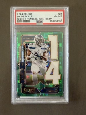 2024 Panini Select - DK Metcalf Numbers Green Pandora Prizm 5/5 PSA 8