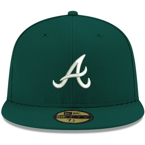 Men's New Era Green Atlanta Braves White Logo 59FIFTY Fitted Hat - Picture 2 of 5
