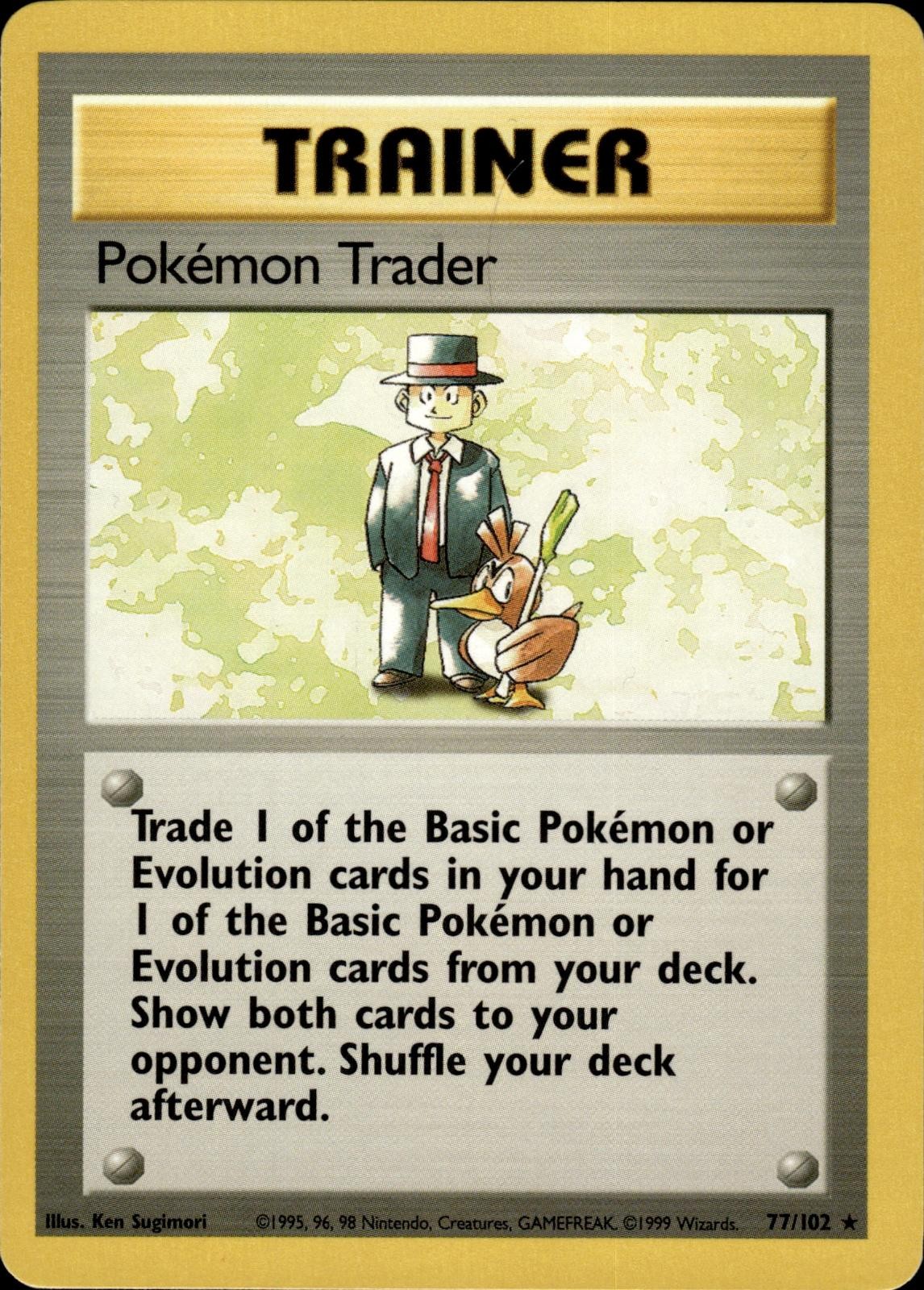 Pokemon Base Set Rare Pokemon Trader 77/102 - Near Mint (NM)