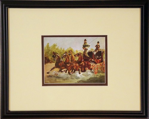 Toulouse Lautrec, 1938, Lithograph, Mail Coach, Matted, Framed, COA, Antique, - Picture 2 of 5