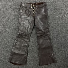 Vintage 70s RARE Handmade Brown Leather Bell Bottom Western Pants Men s Sz 32