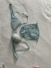 Vintage Victoria’s Secret Sheer blue bra matching Panty 36B Medium Embroidered