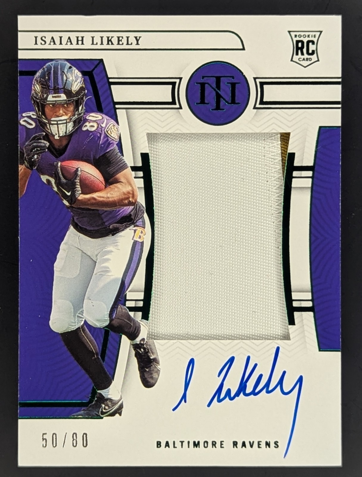 Isaiah Likely - 2022 Panini National Treasures RPA Rookie Patch Auto 50/80 #204 view 1