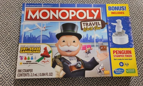 ⭐️⭐️New Monopoly Travel World Tour Board Game Hasbro Gaming Parker Brothers
