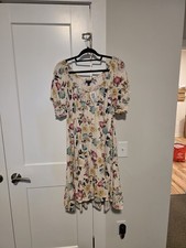 Torrid Plus Size Floral Short Puff Sleeve A-Line Dress Rayon Multicolor
