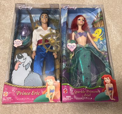 2004 Mattel Disney The Little Mermaid Sailor Prince Eric & Sparkle Ariel LOT x2