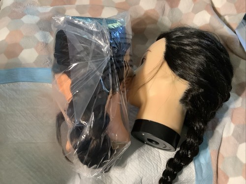 Female 2 Head Mannequins Cosmetology Practice Heads - Long Dark Hair - Picture 19 of 19