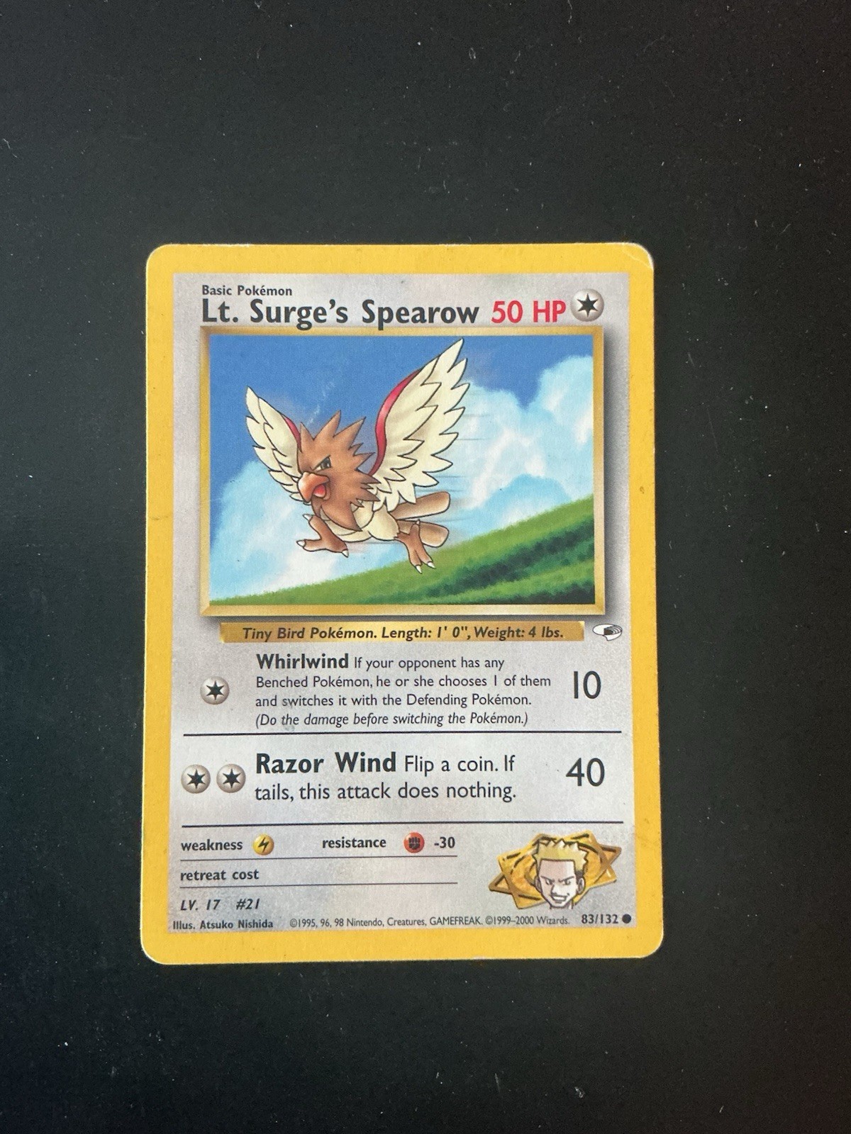 Pokemon Lt. Surge’s Spearow Vintage Card Gym Heroes #83/132 Wotc 2000